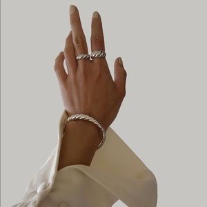 Large Silver Croissant Dome Ring